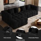 120" Oversized Modular Sectional Couch,Cloud Sectional Sofa with Deep Seat, Modern Modular Couch with 4 Throw Pillows,L-Shaped Chenille Sofa Couches with Left Facing Chaise for Living Room, Black