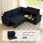 86″ Sectional Sleeper Sofa with Pull Out Bed, Modular Sectional Couch with Storage