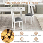 GOFLAME Wood Dining Chairs Set of 4, Upholstered Faux Leather Kitchen Side Chairs with Rubber Wood Frame, Armless Dinette Chairs for Dining Room, Living Room, Restaurant, White & Grey