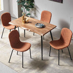 Set of 4 Dining Kitchen Mid-Century Modern Chairs with Metal Legs and PU Leather Cushion for Dining Room, Living Room, Brown