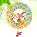 Wind Spinners - 12 Inches Hummingbird Wind Spinner, 3D Reflective Metal Wind Sculptures, Decor for Home, Outside, Garden, Yard Art, Hummingbird Gifts for Daughter, Mom, Grandma's Birthday, Yellow Cyan