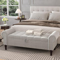 Apicizon 51” Bench with Storage, Upholstered Tufted Button Bedroom Bench with Storage, Linen Ottoman Bench for Bedroom, Living Room, Entryway, Light Gray