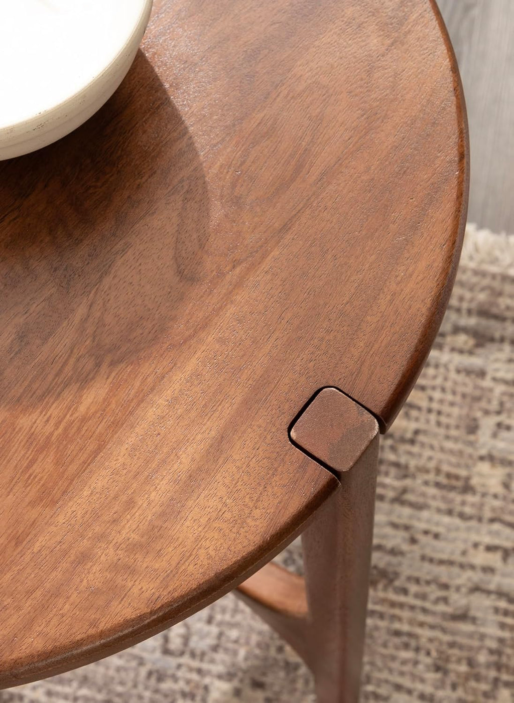 Kate and Laurel Kroscove Modern Geometric Mango Wood Round Side Table, 18 x 18 x 24, Walnut Brown, Transitional Wood End Table for Use as Bedroom Nightstand or Living Room Decor Piece
