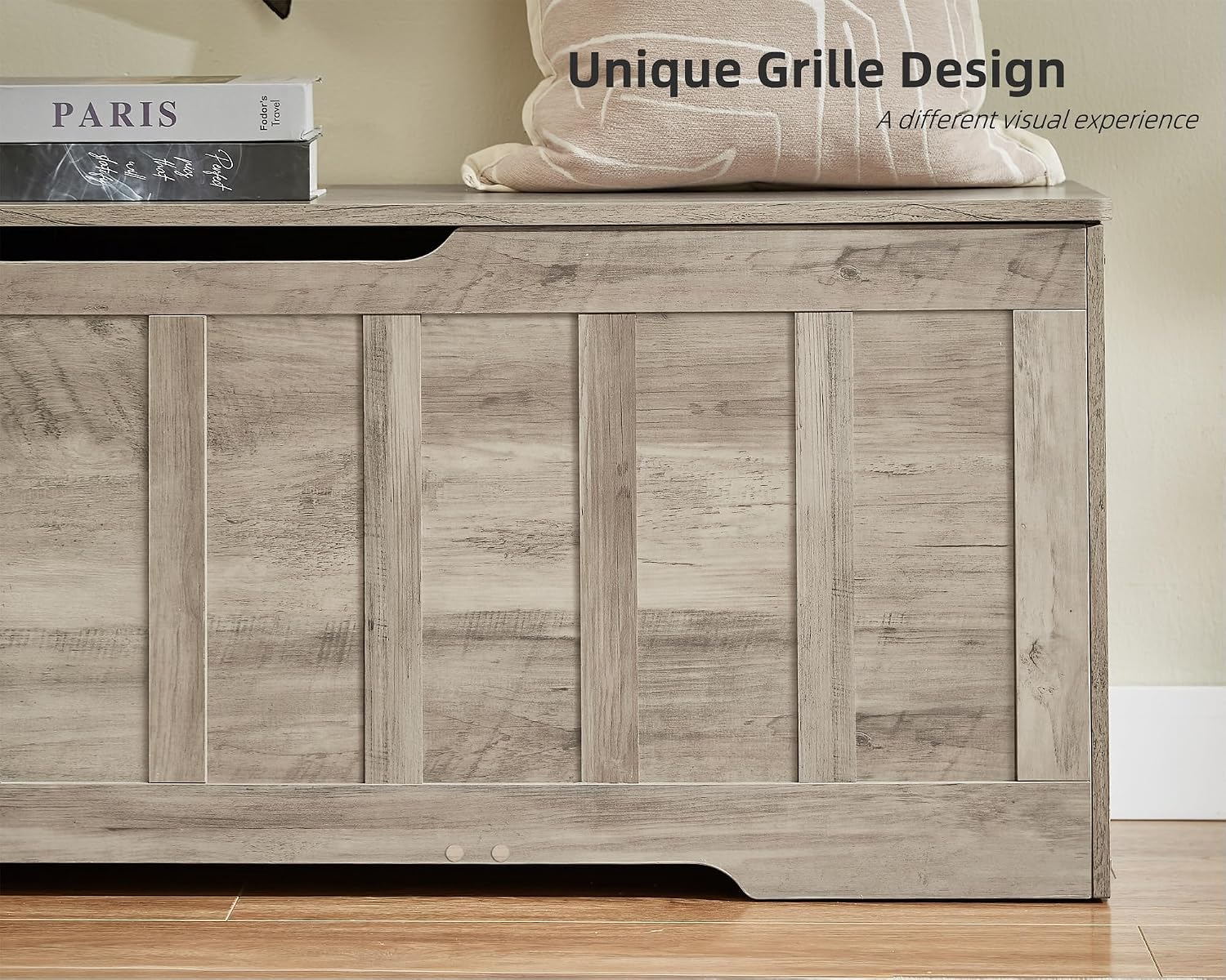 VANKILEY 51.2" Storage Chest Extra Large,Wooden Storage Bench,Greige | Chest with 2 Safety Hinges, 51.2*15.7*19.1inches, Wooden Trunk for Bedroom, Livingroom,Entryway,Easy Assembly.