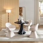 37" Round Modern Dining Table – Flower Shape Top, Twisted Pedestal Base, Black, Table Only for 2-4 People