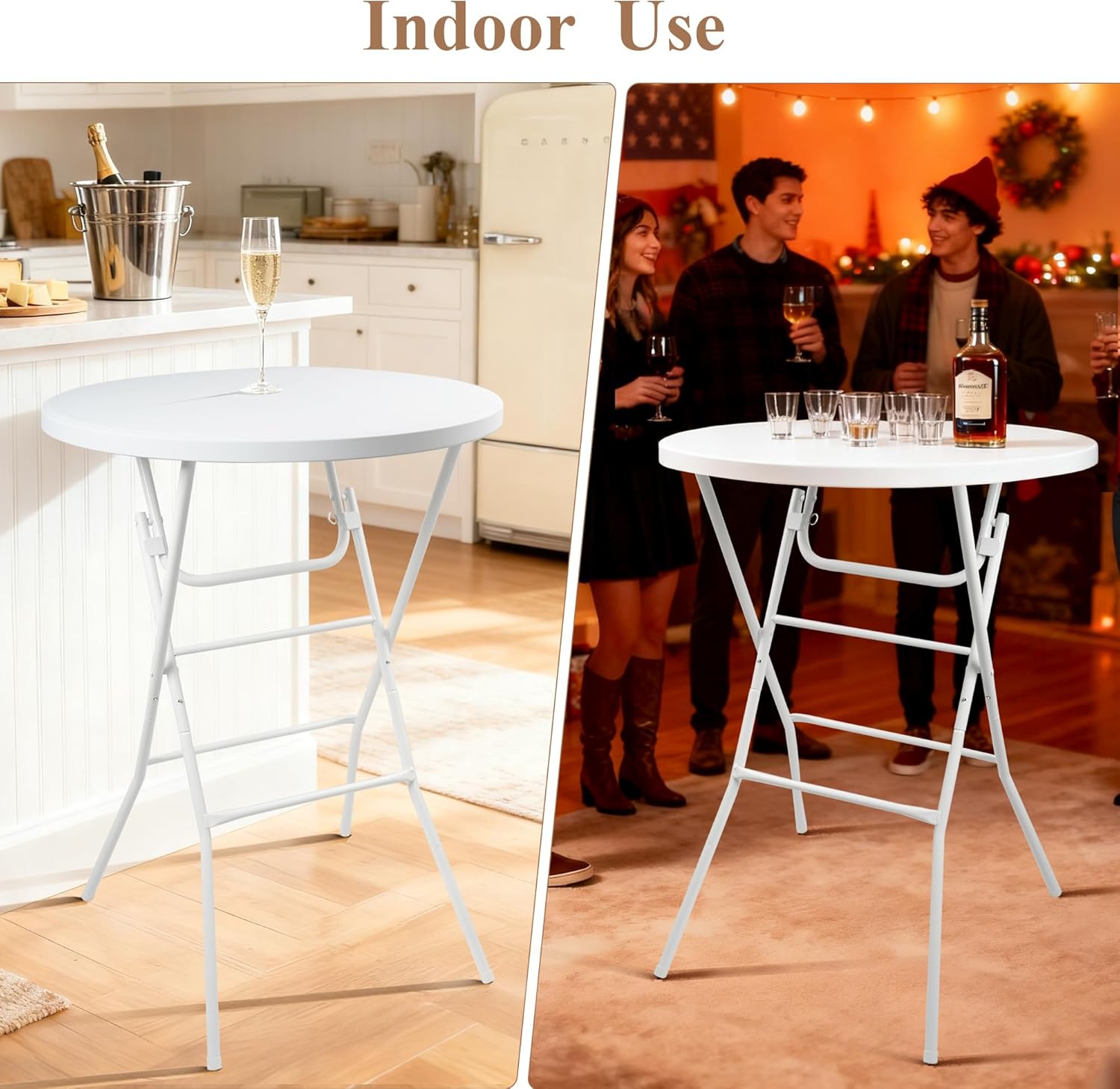 Folding Round Table, 32in Cocktail Table, High Top Table with Removable Legs, Foldable Bar Tables, Pub Tables for Weddings, Parties,Patio, Business Events (White, 32" Round - Set of 2)