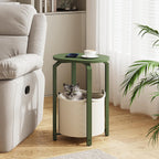 TUTOTAK Oval End Table with Woven Storage Basket, Olive Green Small Side Table for Living Room, Bedroom, TB01BOG093