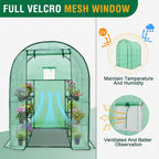 EAGLE PEAK 3-Tier Walk in Portable Greenhouse with 8 Wire Shelves, Indoor and Outdoor Garden House with Roll Up Zipper Door and Windows, Easy Set Up, 56.3"x56.3"x76.8", Clear/Green PE Cover