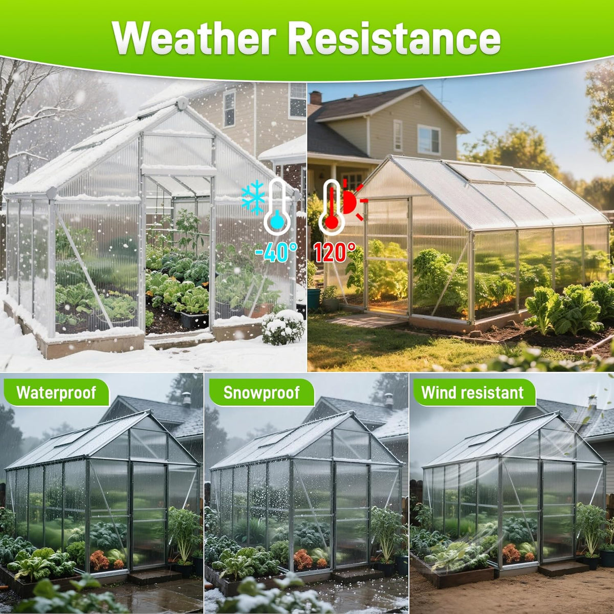 8PCS 10' x 6' x 0.16'' Polycarbonate Greenhouse Panels Sheets, Twin-Wall Roof Panels, Waterproof UV Protected Corrugated Plastic Roof Panels Sheets, Clear Replacement Panels for Greenhouse