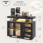 HWB Coffee Bar Cabinet with Storage, Buffet Sideboard with RGB Light, Modern Coffee Bar Table with Charging Station, Black