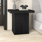 Henn&Hart 22" Fluted Modern Wooden Square End Table, Ribbed Side Table, Nightstand for Living Room, Office, Family Room, or Bedroom, Natural Black