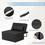 Ainfox Convertible Sofa Bed, 4 in 1 Multi-Function Folding Ottoman Bed with Adjustable Backrest, Modern Futon Couch No Assembly for Living Room Apartment Office Small Space (Black)