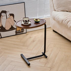 C-Shaped End Table, 2PCS 23.62" H TV Tray Small Side Table for Sofa Couch Bed, Sofa Couch Table with Metal Frame for Living Room, Coffee Drink Table for Small Spaces Bedroom, Walnut