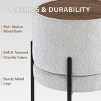 Get Set Style Multifunctional Ottoman with Side Table, Soft Round Footrest Stool,Vanity Stool with Metal Legs, Modern Decorative Furniture Vanity Chair for Makeup Room, Bedroom, Living Room