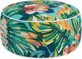 FUNHOME Inflatable Stool Ottoman Footrest with Handle, All Weather Footrest Seat D20 xH9, Water Repellent Footstool Pouf for Home Patio Garden and Camping Use-Rosario Flower Leaf