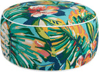 FUNHOME Inflatable Stool Ottoman Footrest with Handle, All Weather Footrest Seat D20 xH9, Water Repellent Footstool Pouf for Home Patio Garden and Camping Use-Rosario Flower Leaf