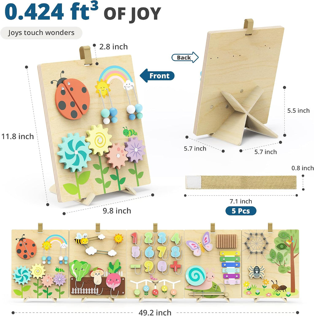 BlueWood Pikler Triangle Set Blue with Cushion and Wooden Busy Board