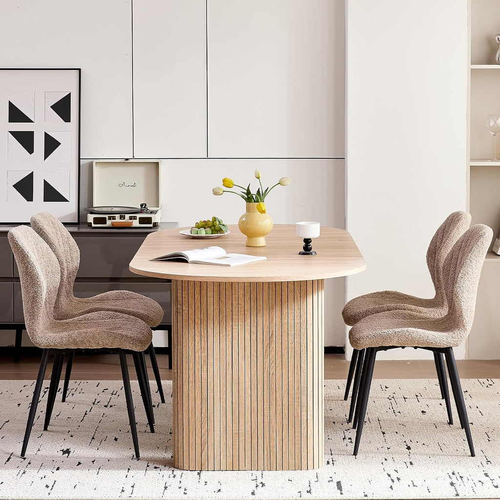 Oval Dining Table, 70.8" Modern Wood Kitchen Table for 4-6 People with Sturdy Legs, for Dining Room Kitchen, Natural Color
