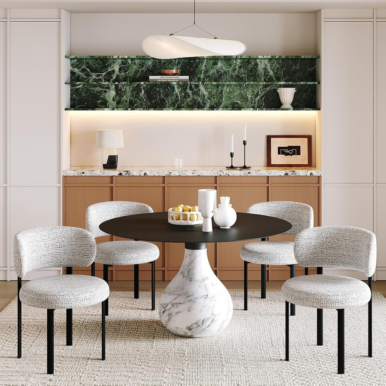 Dining Chairs Set of 4, Fabric Dining Chairs Metal Legs, Off-White | Breathable Fabric,Ergonomic Comfort Backrest,Spring Upholstered Seat for Kitchen Dining Room Restaurant