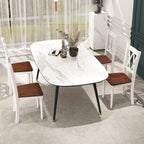 GOFLAME Wooden Dining Chairs Set of 4, Farmhouse Kitchen Side Chairs with Ergonomic Seat & High Backrest, Armless Dinette Chairs for Dining Room, Living Room, Restaurant, Walnut & White