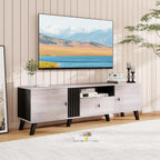 GIANTEX Mid Century Modern TV Stand for 65-80 Inch TV, Large Entertainment Center with Storage Drawer, 2 Side Cabinet &Open Shelf, Wood TV Console Table for Bedroom, Living Room