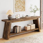 70.9" Extra Long Entryway Table, Farmhouse Wood Console Table with Storage, 2-Tier Narrow Sofa Table Behind Couch for Living Room, Hallway, Entrance, Foyer, Rustic Brown