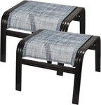 Outdoor Foot Stools Gift for Patio Ottoman Footrest Aluminum Portable Seat Wicker Furniture Stackable Dining Ottoman 2 Pack Blue