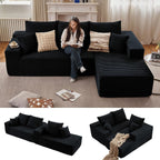 Sectional Couches for Living Room Cloud Couch Sofa with L-Shape Couch in a Box Upholstered Couchs Modern Modular Sectional Couch with Chaise(Black,3 Seater-Right-Facing Chaise-96)