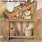 Tohomeor Console Table for Entryway, 47 Inches Narrow Sofa Table Behind The Couch, Farmhouse Wood Entry Table with Storage Shelves for Hallway Foyer Living Room, Rustic Wood Grain