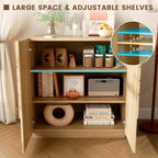 LVSOMT Sideboard Buffet Cabinet with Storage, Modern Accent Cabinet with Doors and Adjustable Shelve, 33" Wood Coffee Bar Cabinet for Kitchen, Entryway, Living Room, Wood