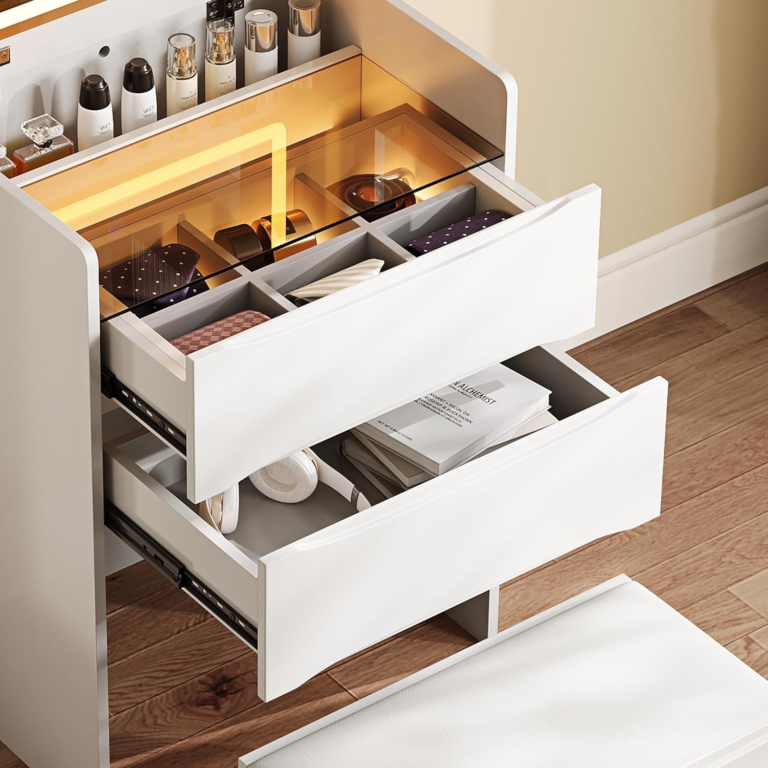 GOWE Vanity Table Set with Storage Adjustable Modern Contemporary for Bedroom Furniture