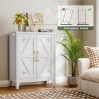 32" Metal Bathroom Storage Cabinet,Floor Storage Cabinet with 2 Doors and 2 Adjustable Shelves,Freestanding Sideboard for Small Spaces, Hallway, Dining Room,White