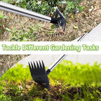 Weed Puller Tool with Long Handle, Hoe Garden Tool Weeding Rake Combo for Uprooting, Garden Hoe, Weed Remover Manual Hand Weeder for Yard Flower Bed