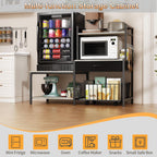 kepptory Mini Fridge Stand with Storage, Mini Refrigerator Stand with Power Outlet, Wine Fridge Table with Movable Storage Basket, Heavy Duty Beverage Refrigerator Table for Dorm Home Use, Gray