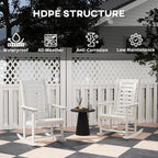 Outsunny Outdoor Rocking Chairs Set of 2 HDPE Patio 28" High Back White | Wide Armrests, All-Weather Slatted Porch Rockers, Garden, Balcony, Fire Pit