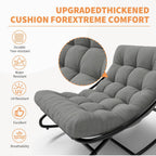 GarveeTech Outdoor Papasan Rocking Chair, Oversized Egg Rocker with Adjustable Swing & Waterproof Cushion, 450 lbs Capacity Metal Frame for Patio, Porch, Garden, Dark Gray