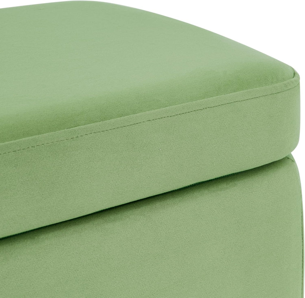 HomePop Upholstered Storage Bench with Metal Leg, 42" W, Green Velvet