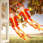 2 Pcs Fall Thanksgiving Scarecrows Windsocks Decoration 40'' Vintage WindSocks for Thanksgiving Decorations Outdoor Hanging Scarecrow for Thanksgiving Party Home Farmhouse Yard Window Decor
