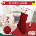 Christmas Stockings with Initials, 18" Large Embroidered Monogram Knit Family Christmas Stocking, Red Xmas Stocking for Kids, Christmas Decoration for Family Fireplace Holiday Party(Letter A)