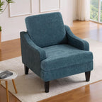 Accent Chair for Living Room,Mid-Century Arm Chair Fabric Living Room Chairs,Upholstered Reading Chair for Bedroom,Single Sofa Chair with Wood Legs for Apartment (1, Chenille Blue)