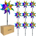10 PCS Reflective Pinwheels for Yard and Garden Bird Devices Pre-Installed Sparkly Wind Spinner Deterrent to Scare Birds Away from Yard Patio Farm (Multicolor-1)