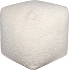 HomeRoots 18" Ivory Polyester Cube Outdoor Pouf Ottoman