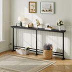 YATINEY 78.7" Console Table with Adjustable Height (27.6"-35.4") and Power Outlet, Skinny Behind Couch Table, Narrow Long Sofa Table for Living Room, Hallway, Entryway, Black CT09UBB