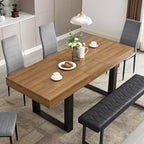STHOUYN 63”-79” Extendable Dining Room Table, Modern Farmhouse Wooden Kitchen Table, Long Expandable Dining Table for 6 8 10, Large Expanding Tables Conference Tables (Walnut Brown)