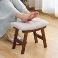 Foot Stool,Under Desk Foot Rest Ottoman, Washable Stool for Office, Living Room, Bedroom (Brown Legs-Beige Stool Seat)