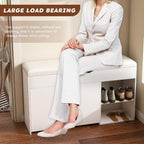 White Shoe Storage Bench, 3-Tier FlipUp Entryway Bench, 39.7 x 11.8X 20.47 Wooden Entry Way Shoe Cabinet, Hold up to 300 lb (A)