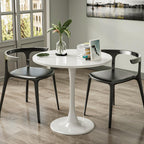 Modern White Round Dining Table 24 inch, White Tulip Round Table for Two People, Mid Century Round Coffee Table for Living Room and Kitchen
