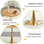 Round Dining Table for Small Space,32" Tulip Tables with Gold Metal Pedestal Base,Bistro Table for 2/3/4 People for Office,Apartment,Kitchen,Break Room(Only Table)