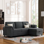 Vongrasig Convertible Sectional Sofa Couch, 3 Seat L Shaped Sofa with Removable Pillows Soft Corduroy Fabric Small Couches Mid Century for Living Room, Apartment and Office (Gray)