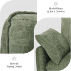 Elegant Oversized Accent Chair for Living Room, 42.1", Chenille, Green | Modern Upholstered Piping Single Reading Armchair with Cushion Backrest and 2 Pillows for Bedroom, Office, Reception Area